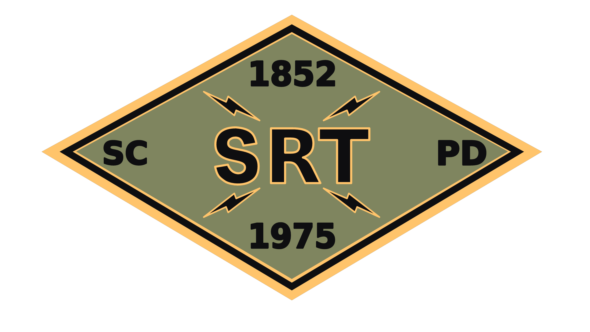 SRT pin, polished gold and matte black